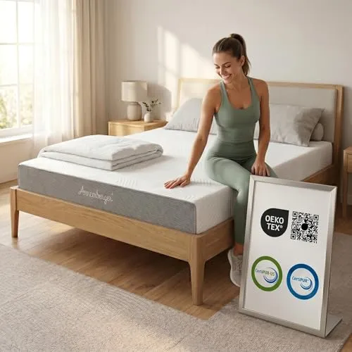 Arensberger LINA Schaumstoff Matratze 120x200 cm – Atmungsaktiv und Waschbar - Matratzen mit 11 cm NANOCELL® Gel-Schaum für punktelastischen Liegekomfort, abnehmbarer und waschbarer Bezug für hygienisches Schlafen – ideal für ein angenehmes Schlafklima.