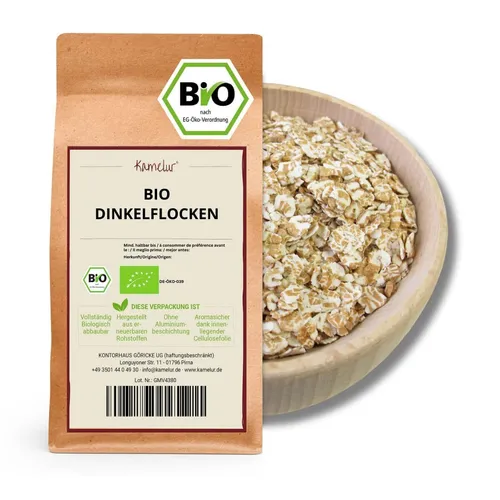  1kg Bio Dinkelflocken Vollkorn, ohne Zusätze BIO 9,40 EUR/kg