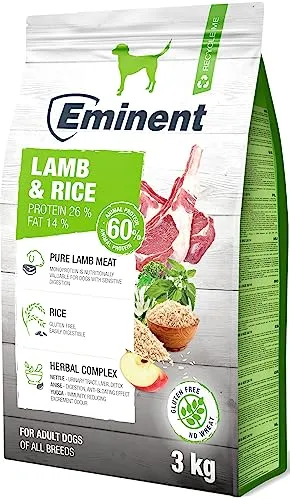 Eminent Lamb & Rice| Glutenfreies Hundefutter | Glutenfreie Vollnahrung für Erwachsene Hunde Aller Rassen 3kg