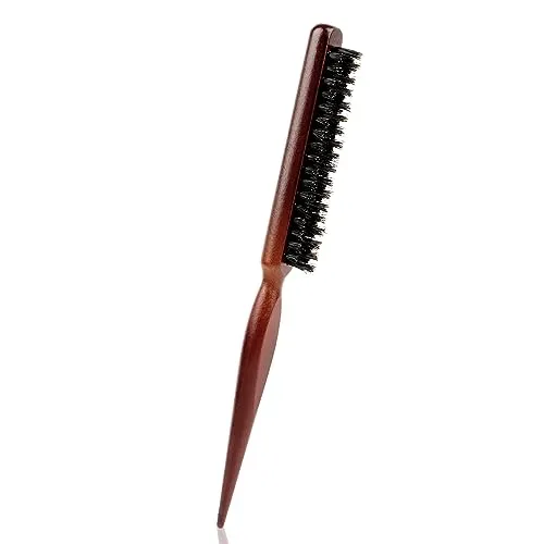 Haarbürste Sleek Bun Teasing Hair Brush Wildschweinborsten Weiche Naturborsten Toupierbüste Holzgriff für Sleek Zopf