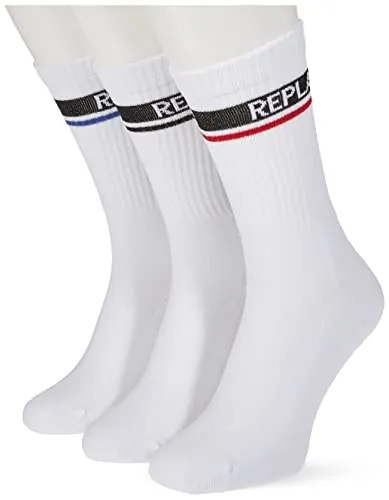 Replay Herren Socken lang Tennissocken, White/Logo Ass Colours N160 (Weiß), 39-42