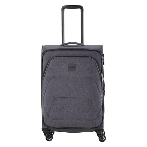 Travelite Adria - 4-Rollen-Trolley M 67 cm anthrazit - Koffer mit Dehnfalte für zusätzliches Packvolumen, TSA-Zahlenschloss und leisen, wendigen Doppelrollen – ideal für stressfreies Reisen.