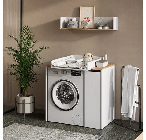 Vicco Waschmaschinenumbauschrank Viktor mit Wickelauflage in weiß von Vicco