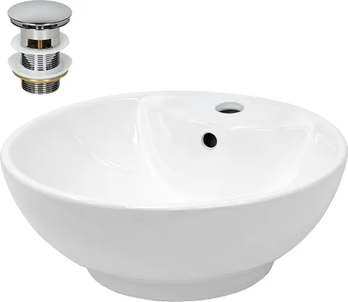 ECD Germany Design Waschbecken Ø 455 mm - Hochwertige Keramik Waschtisch - Waschschalen aus hochwertiger Keramik, modernes Design mit platzsparendem Waschbereich und einfacher Installation der Ablaufgarnitur.