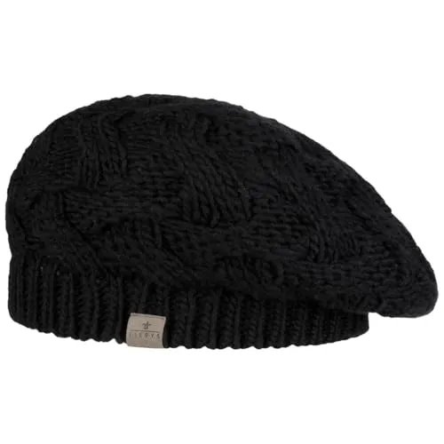 LIERYS Jesila Baskenmütze Damen – Strickmütze aus Schurwolle in Schwarz - Hergestellt in Deutschland, bietet diese elegante Baskenmütze optimalen Tragekomfort dank elastischem Rippstrickbündchen. Ideal für den Winter, hält sie Kopf und Ohren warm und verleiht jedem Outfit einen femininen Touch.