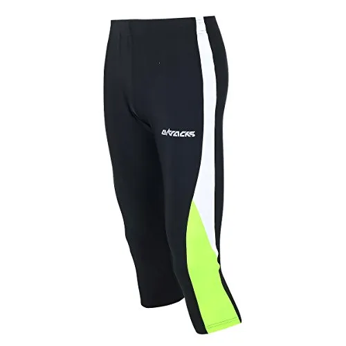 Airtracks FUNKTIONS Laufhose 3/4 LANG - schwarz-neon - S - Activewear-Hosen für Damen, 3/4 lange Laufhose mit exzellentem Feuchtigkeitsmanagement und leichtem Kompressionsmaterial für optimalen Tragekomfort und Bewegungsfreiheit.