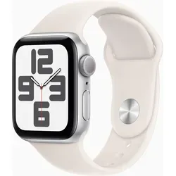 Apple Watch SE (2. Generation) GPS 44 mm - Smarte Aluminium-Sportwatch in Polarstern, ideal für Fitness, Gesundheit und Sicherheit mit Sturzerkennung und 3 Monate Apple Fitness+ kostenlos