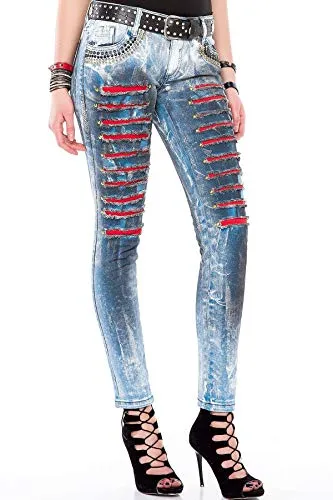 Cipo & Baxx Damen Jeanshose Denim Hose WD375 Blue W27 L32