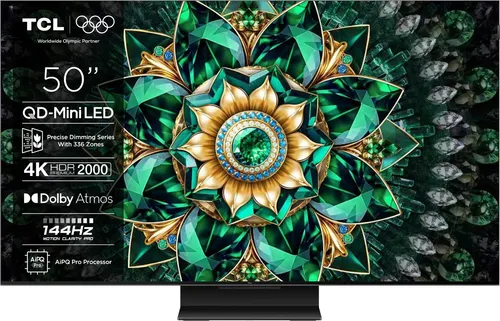 TCL 50Q7CX1 QLED Mini LED-Fernseher - Fernseher mit 4K Ultra HD, Google TV und Dolby Atmos für ein beeindruckendes Fernseherlebnis und brillante Bildqualität.