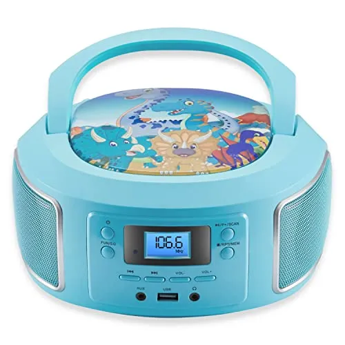 Tragbare Boombox Gubby Grün: Kompakte Stereoanlage mit FM Radio und CD-Player - Tragbare Geräte mit modernster Technik, ideal für Musikliebhaber und perfekt für unterwegs oder zu Hause.