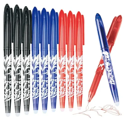 YYTECH Radierbarer Kugelschreiber, 9 Stück Löschbarer Gelstift Erasable Pen 0,5 mm Kugelschreiber mit Radiergummi Tintenroller Löschbarer für Schulbedarf, Bürobedarf, Studenten(3 Farben)