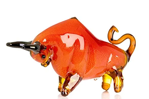 Casablanca - Skulptur Stier aus Glas - H 28 cm in rot orange braun schwarz - Statuen - Elegante Skulptur 