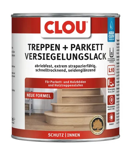 Produktbild Clou Aqua Clou Treppen- & Parkettlack L10 750 ml