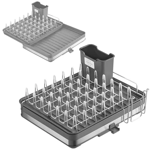 SILBERTHAL Geschirr Abtropfgestell Groß - Rostfrei mit Abtropfschale - Abtropfhalter & -ständer, platzsparend und hygienisch mit praktischem Wasserablauf für eine saubere Küchenfläche und schnelles Trocknen von Geschirr.