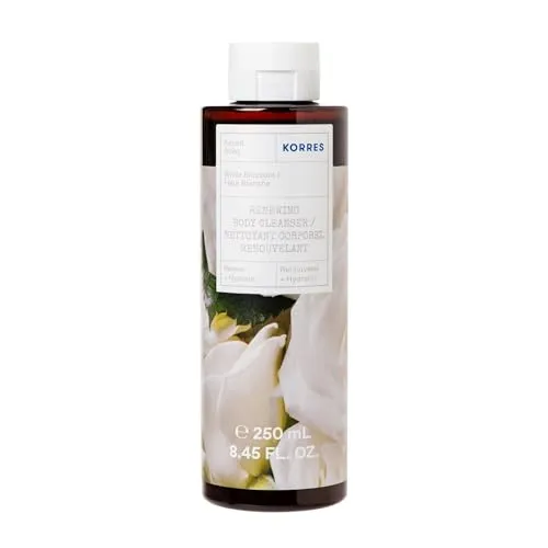 KORRES WHITE BLOSSOM Revitalisierendes Duschgel mit aktiv Aloe-Vera und dem Duft weißer Rosen und Bergamotte, dermatologisch getestet, vegan, silikon- und parabenfrei, 250 ml