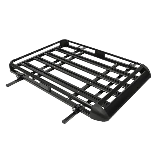 160CM Universal Auto Aluminium Dachst Nder Korbwanne, 150KG Tragfähigkeit Einstellbare Breite Schwarz Dachkorb Dachtrger Dachträger Metall Dachgepäckträger für SUV Modelle Eingebauten