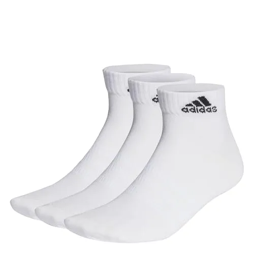adidas Unisex Thin and Light Ankle Socks 3 Pairs, White / Black, 4.5-6