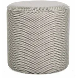 Pouf Olesya aus Waben-Stoff Ø 42 cm, Hellgrau - Stylischer Hocker aus Waben-Stoff, vielseitig einsetzbar als Sitzgelegenheit oder Fußhocker, ideal für jedes Wohnambiente.