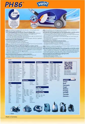 Swirl PH 86 PH 96 MicroPor Plus Staubsaugerbeutel von Swirl