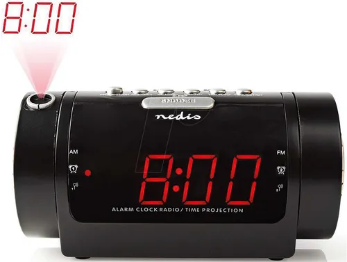 Nedis RADIOWECKER M. PROJEKTION (CLAR005BK SW) - Digitaler Wecker mit Radio und projizierter Uhrzeit, ideal für sanftes Aufwachen mit 20 FM/AM-Sendern und dualem Alarm. Perfekt für jeden Schlafrhythmus!