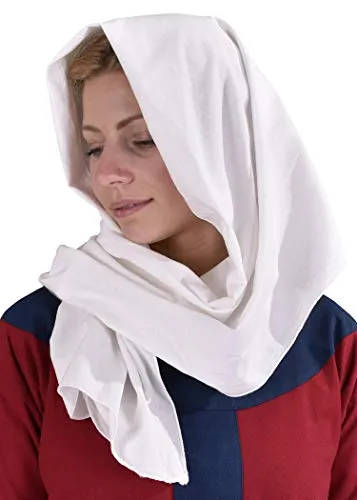 Battle-Merchant Langes Mittelalter Kopftuch aus Baumwolle Natur - Dreadlocks Tuch historische Kopfbedeckung Wimpel Wikinger (Natur)