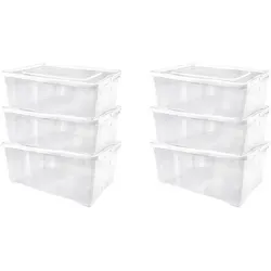 Alpfa 6er-Set Schuhboxen Kunststoffbox Klarsichtbox mit Belüftung je 33x20x11cm 5,0 Liter