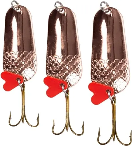 Zite Fishing Löffel-Blinker Set Spinnfischen - 3 Angel-Köder Hecht Zander Barsch Angeln - Kupfer Kunst-Köder 16-34g