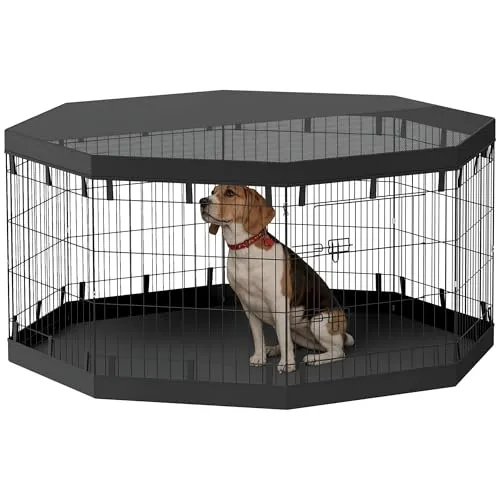 PawHut Welpenauslauf - Hundelaufställe mit atmungsaktivem Netz für optimale Belüftung und Schutz. Ideal für kleine & mittelgroße Hunde, vielseitig aufstellbar und einfach zu montieren.