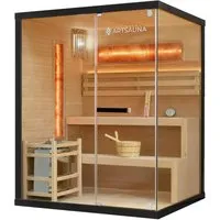 Indoor Sauna Vantaa 150 - Salzstein - Wärmekabinen mit modernem Design und Himalaya-Salzsteinen für ein intensives Spa-Erlebnis. Ideal für deine persönliche Wellness-Oase zuhause.