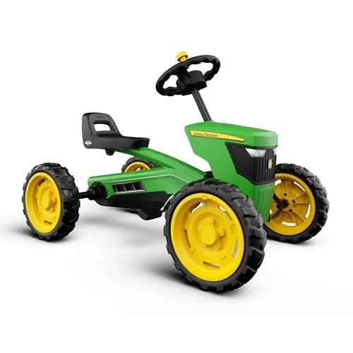 BERG Buzzy John Deere Gokart - Tretfahrzeug für Kinder im Alter von 2-5 Jahren, mit innovativen EVA-Reifen für Pannenfreiheit und außergewöhnlicher Stabilität dank vier Rädern.