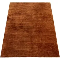 Paco Home Kurzflorteppich Kupfer 200x280 cm - Strapazierfähiger Kurzflorteppich aus 100% Polyester, ideal für jedes Zimmer. Mit seidigem Laufgefühl und pflegeleichtem Design, perfekt für Fußbodenheizung geeignet.