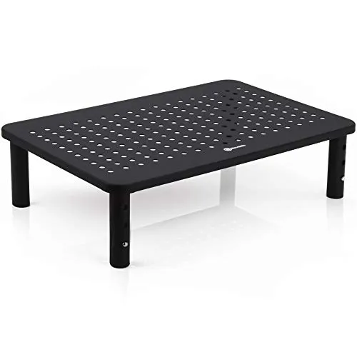 NOVAATO Laptop- und Monitorständer, höhenverstellbarer Bildschirmtisch mit Kühlungslöchern, Computerständer, universelles Stehregal aus Stahl für Büro, Heim & Schreibtisch