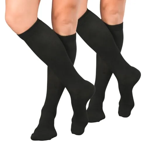 Celodoro Damen und Herren Reise-Kniestrümpfe (2 Paar) - Schwarz 43-46