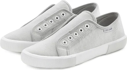 LASCANA Sneaker Slipper - Bequemer VEGAN Halbschuh zum Reinschlüpfen, hellgrau - Slip-On-Sneaker aus 100% veganem Textil, ideal für den Alltag mit hohem Tragekomfort und praktischem Stretcheinsatz.