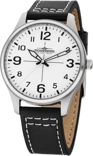 Thunderbirds Quarzuhr TB5000-02 – Sportlich-elegante Fliegeruhr mit Lederband - Armbanduhren mit 40 mm Edelstahlgehäuse und hochwertigem Quarz-Uhrwerk. Wasserdicht bis 3 ATM, ideal für den Alltag und besondere Anlässe.