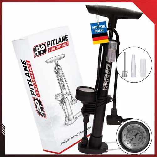 Luftpumpe mit Manometer 42 cm Standpumpe 11 Bar Fahrradpumpe für alle Ventile