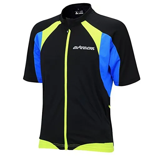 Airtracks Herren Fahrradtrikot Kurzarm PRO T - Atmungsaktives Radler Shirt in Schwarz-Neon - Radsport-Trikots für Herren, leicht und atmungsaktiv, schnelltrocknend mit reflektierenden Details für mehr Sicherheit beim Fahren.