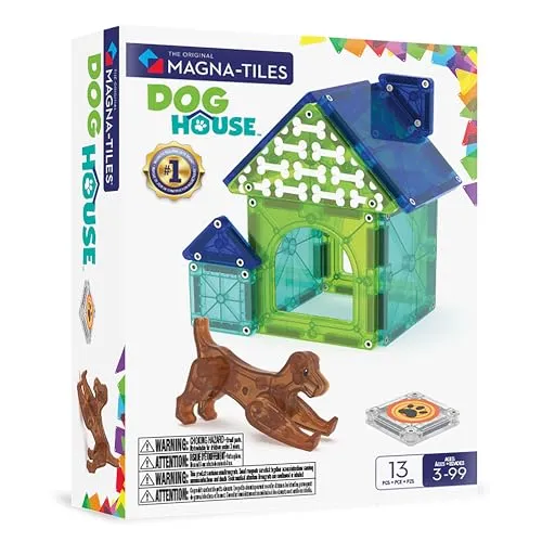 MAGNA-TILES Hundehütte 13-teiliges Magnetbauset - Die Original Magnetbaumarke
