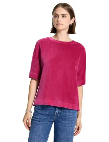 Damen Cord T-Shirt - T-Shirts für Damen mit U-Boot-Ausschnitt, lässigen Dropped Shoulders und seitlichen Schlitzen - aus weicher Cordqualität für ultimativen Tragekomfort.