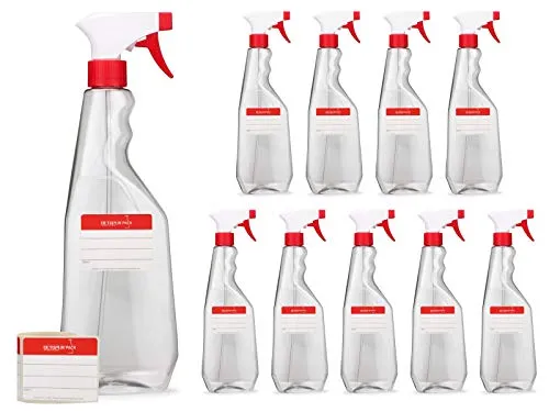 Octopus 10 x 750 ml Sprühflaschen aus PET, Sprayflaschen mit Sprühpistole, leere Zerstäuber mit verstellbarer Sprühdüse (Strahl/Spray), Spray Bottle z.B. für Planzen/Blumen, Reinigung, Werkstatt