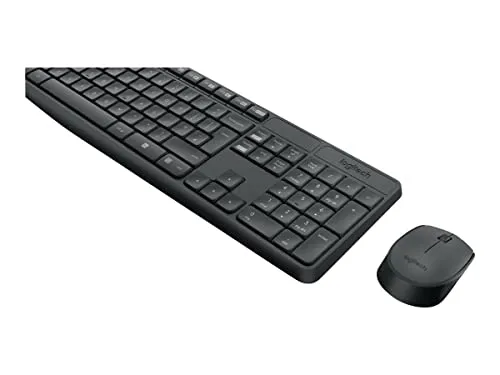 Logitech MK235 Kabelloses Set - Tastatur und Maus für Windows, Grau - Tastaturen & Mäuse: Beidhändige Maus und Standardtastatur mit spritzwassergeschütztem Design, bis zu 3 Jahre Batterielaufzeit - ideal für Zuhause und Büro.