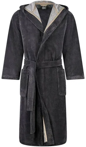 Cawö Herren Bademantel - Grau mit Kapuze - Herren-Bademantel aus hochwertiger Baumwollmischung, mit praktischer Kapuze und Gürtel, ideal für gemütliche Stunden zu Hause.