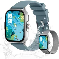 Herren’s und Damen's IP67 Wasserdicht Fitness-Tracker 2.01 Zoll Smartwatch mit Herzfrequenzsensor, SpO2, Schrittzähler 15 Sportmodi & GPS Fitnes... - Grau