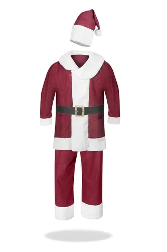 Nikolauskostüm Samt - Hochwertiger Weihnachtsmann Anzug - Herrenkostüm aus hochwertigem Samt, ideal für festliche Anlässe und Weihnachtsfeiern, sorgt für einen beeindruckenden Auftritt als Nikolaus.