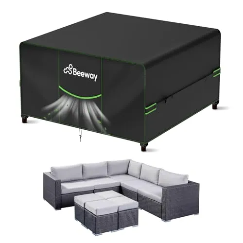 BEEWAY Gartenmöbel Abdeckung Wasserdicht V2.0 250x250x92cm, Schutzhülle Abdeckplane für Gartentische Terrassenmöbel Möbelsets