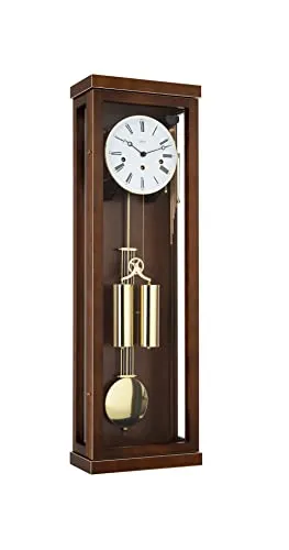 Hermle Pendelwanduhr - Mechanische Wanduhr mit Pendel und Doppelgewicht - Wohnaccessoires mit elegantem Nussbaum-Gehäuse und präzisem Feder- und Seilzugwerk für eine Gangreserve von 192 Stunden. Made in Germany, ideal für stilvolle Wohnräume.