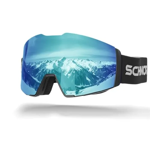 SCHNORR Skibrille Edge Blau S3 | Full REVO, Anti-Fog, UV400, 45 mm Band Skibrille Männer, Ski Brille Frauen, Snowboardbrille, schlechtes Wetter, Schibrille, Skiing Goggles