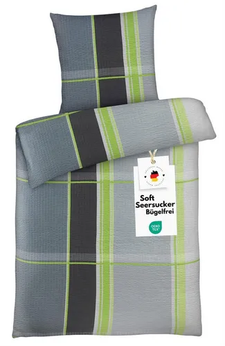 Carpe Sonno Bettwäsche Seersucker 135x200 - Bettwäsche-Sets aus super softer Mikrofaser im modernen Design, kühlend und bügelfrei für erholsame Nächte. Ideal für Sommer und ganzjährig nutzbar.