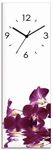 ARTLAND Wanddeko Wanduhr ohne Tickgeräusche - Wohnaccessoires: Geräuschlose Funkuhr aus Glas mit modernem Orchideen-Design für eine stilvolle und entspannte Atmosphäre in jedem Raum.