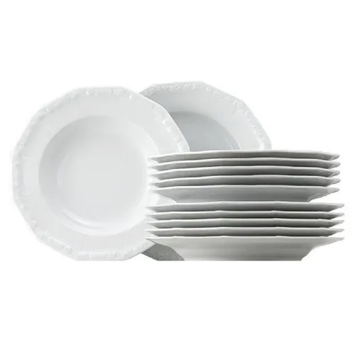 Rosenthal Tafelservice Maria Weiss 12tlg. Set - Elegantes Porzellan Tafelservice in Weiß, spülmaschinenfest und ideal für festliche Anlässe oder den täglichen Gebrauch.